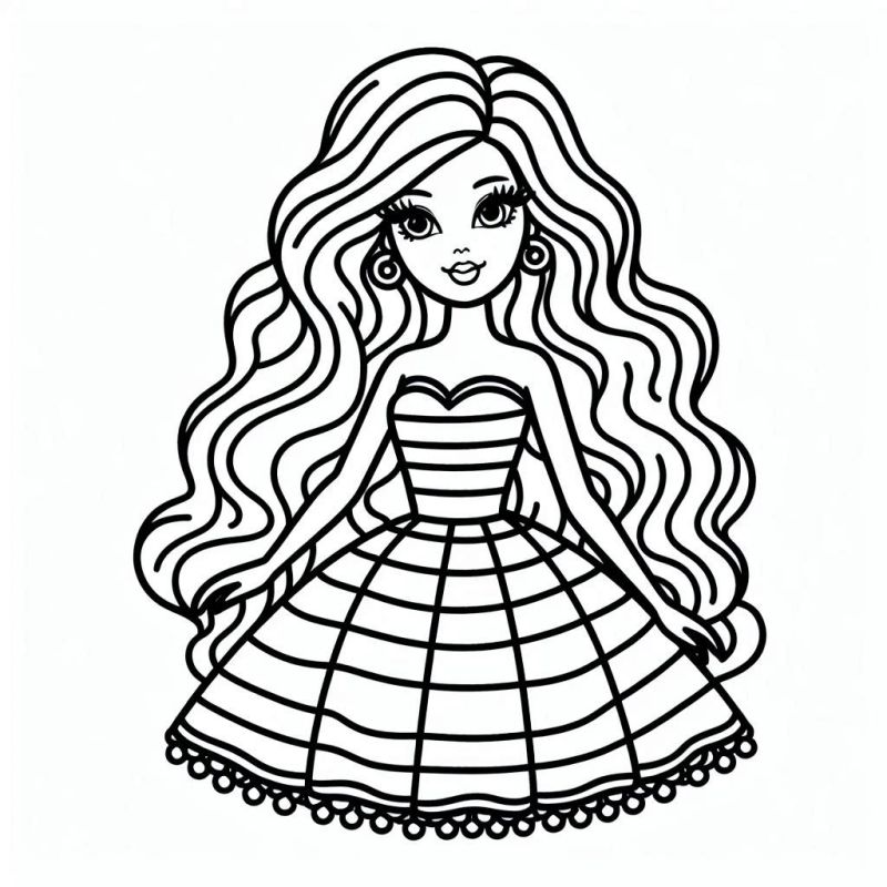 Desenho de Boneca Elegante para Colorir