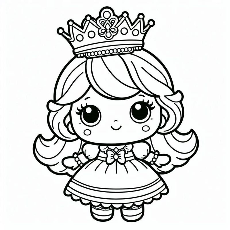 Desenho de Boneca Fofa Estilizada para Colorir