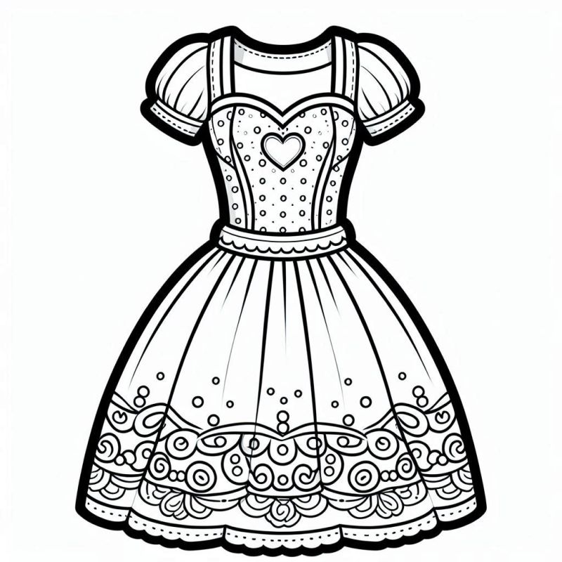 Desenho de Vestido Elegante: Colorir com Criatividade