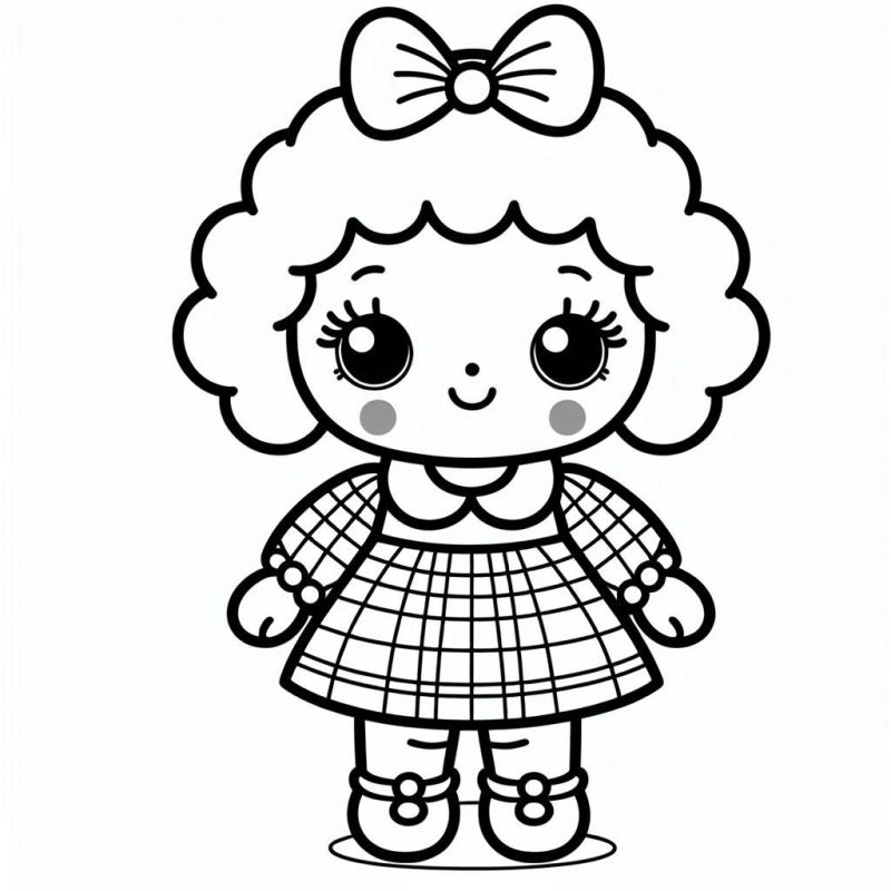 Desenho de Boneca Chibi Amigável e Fofa para Colorir