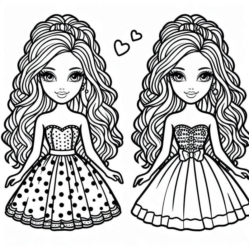 Desenhos de Bonecas com Vestidos para Colorir: Elegância e Criatividade