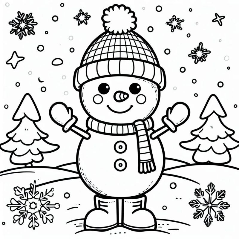 Encante-se com o Boneco de Neve para Colorir