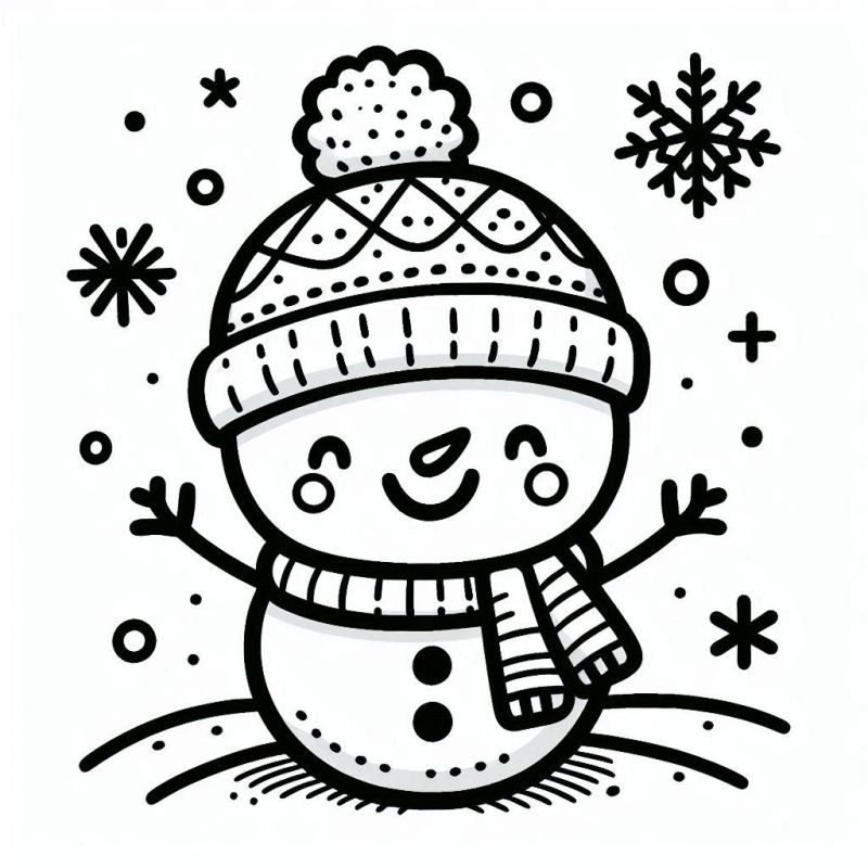 Boneco de Neve Natalino para Colorir