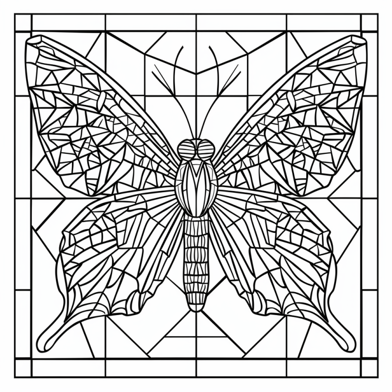 Desenho de Borboleta Mosaico para Colorir