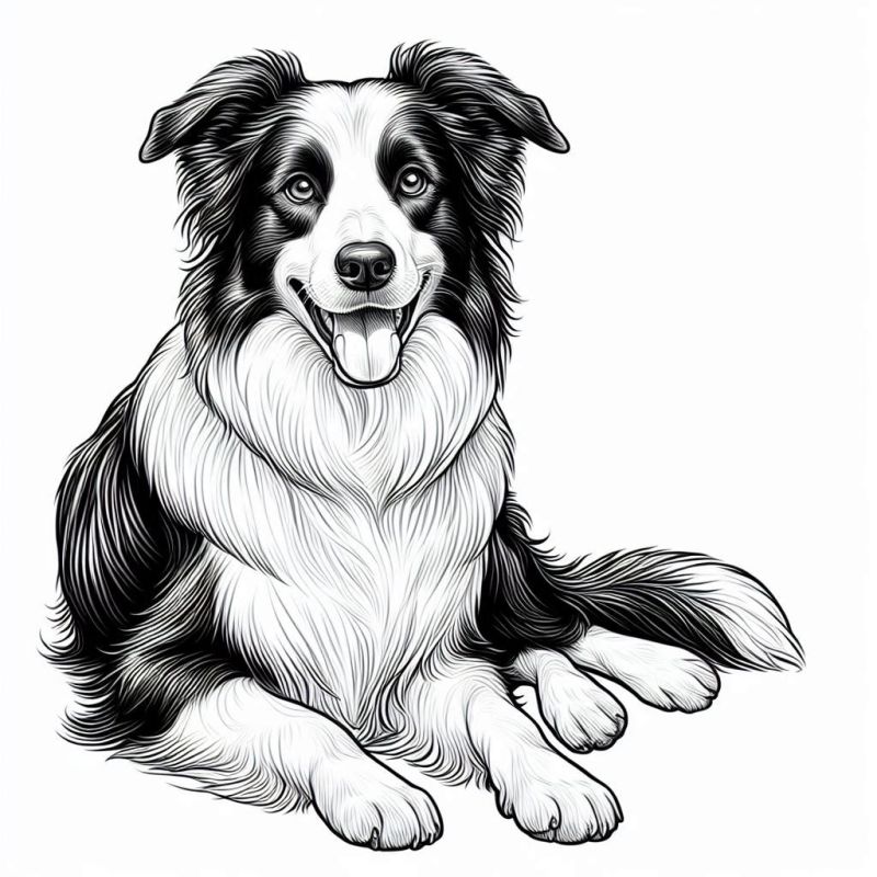 Desenho de Border Collie Amigável para Colorir