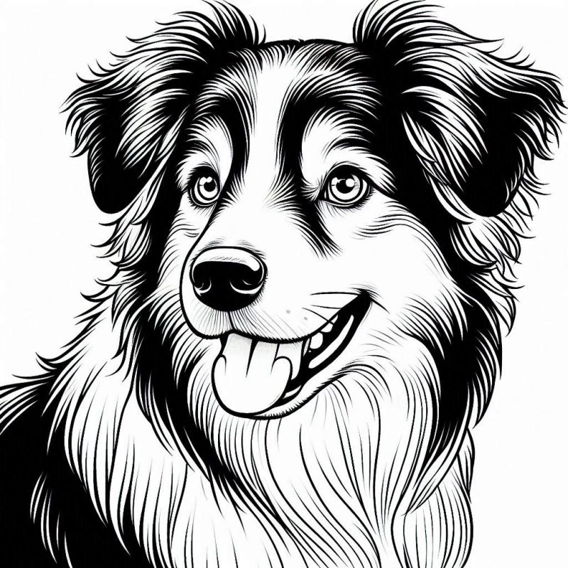 Desenho Detalhado de Border Collie para Colorir