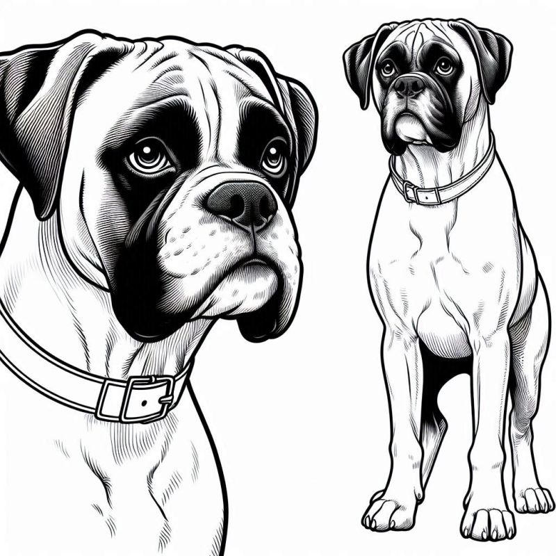 Desenho Detalhado de Boxer para Colorir