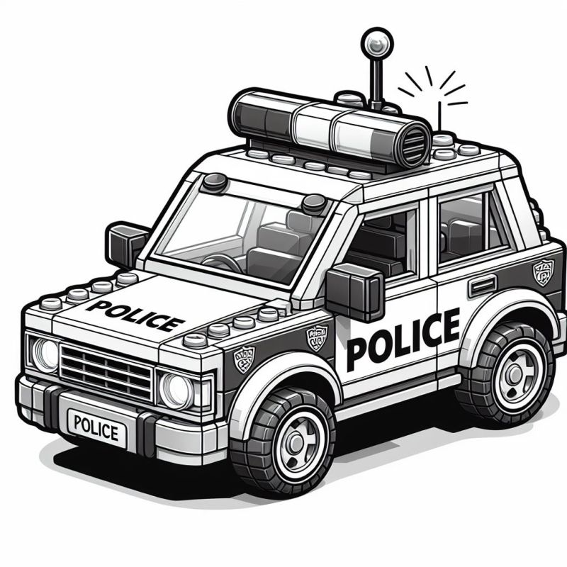 Desenho de carro de polícia estilo brinquedo para colorir