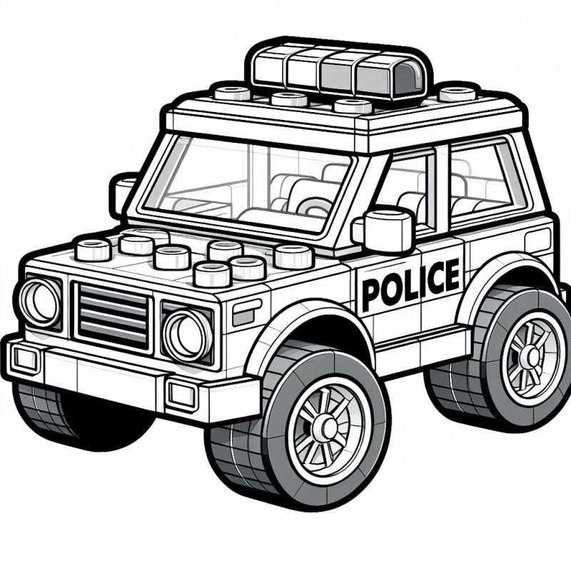 Desenho simplificado de carro de polícia para colorir