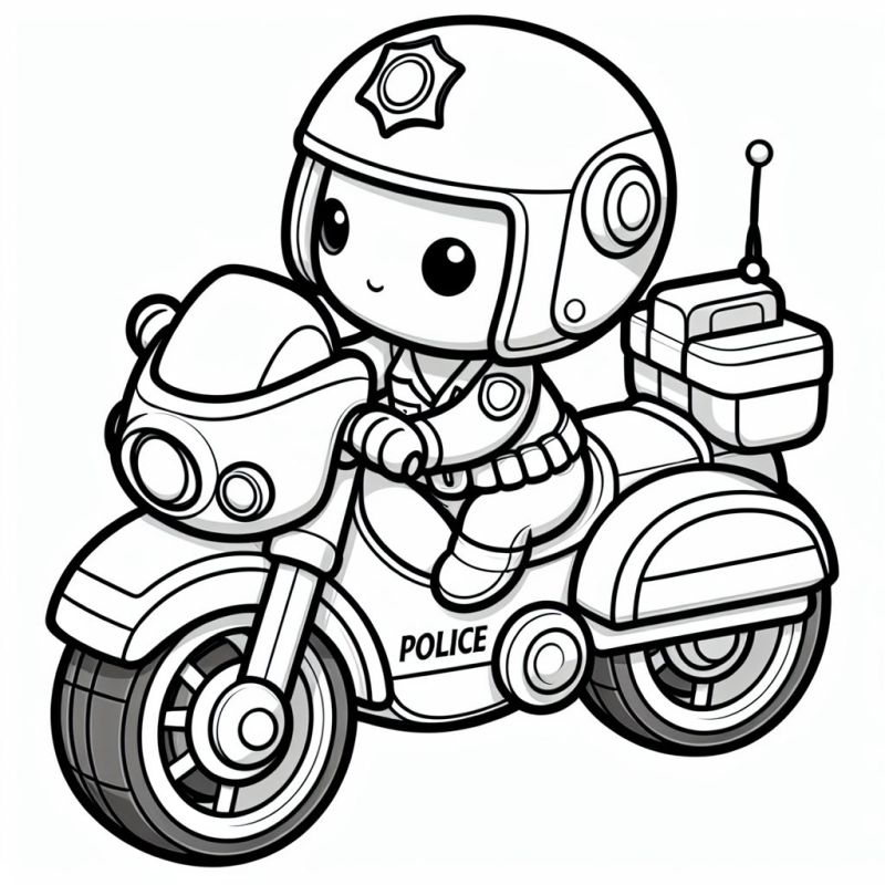 Desenho de policial em motocicleta de brinquedo para colorir