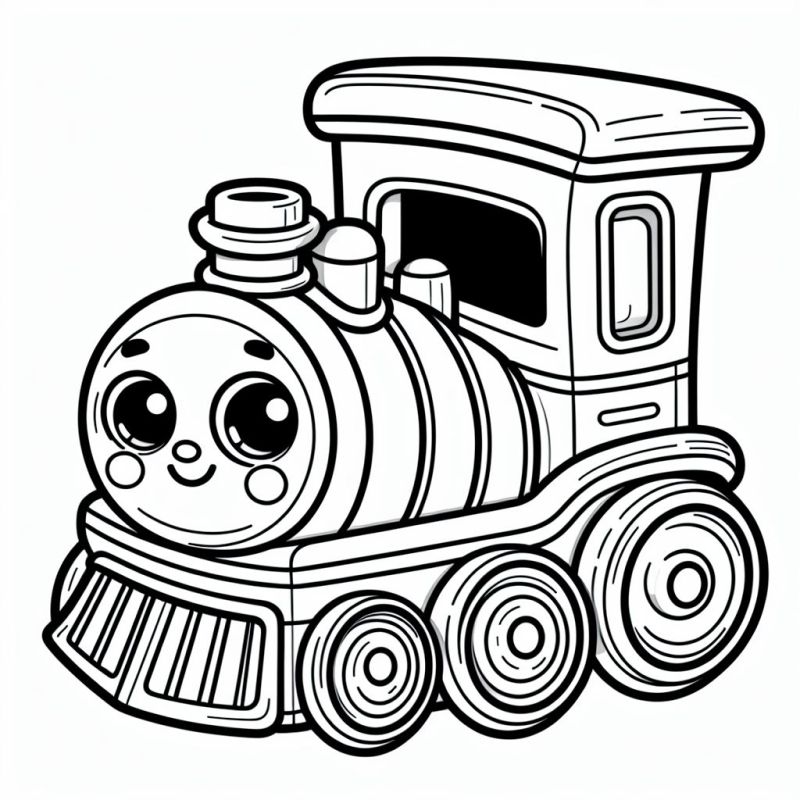 Desenho de trem sorridente para colorir