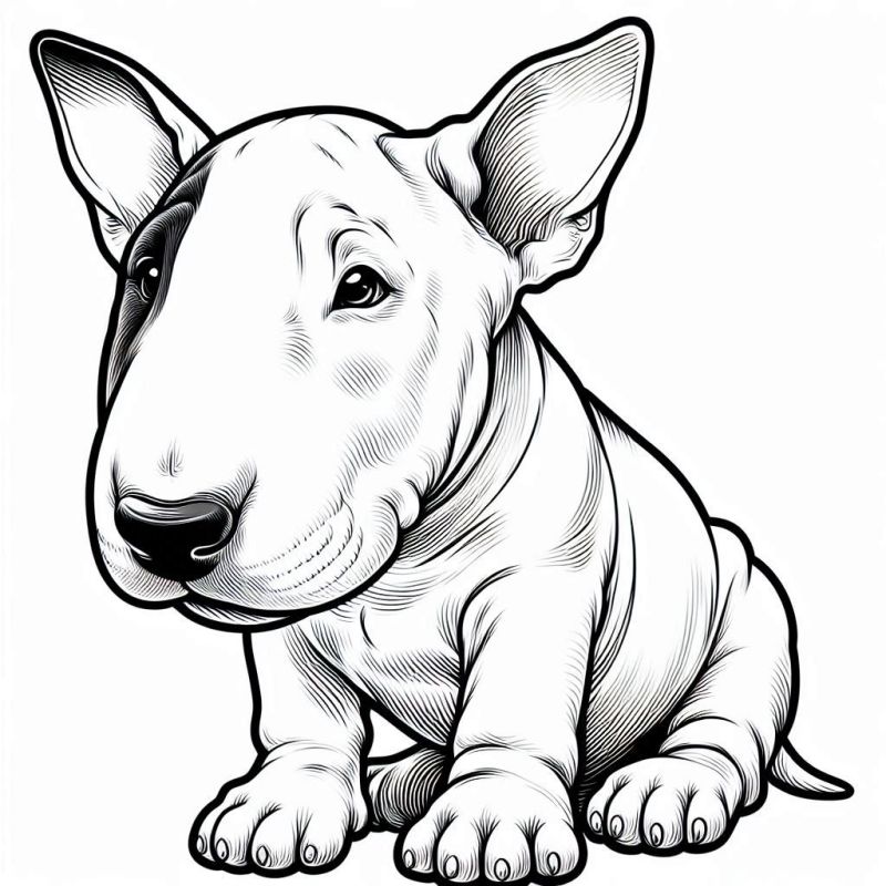 Desenho para Colorir: Bull Terrier Detalhado