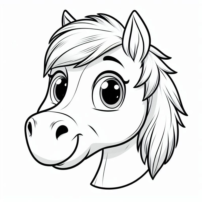 Desenho de cabeça de cavalo em estilo de ilustração para colorir