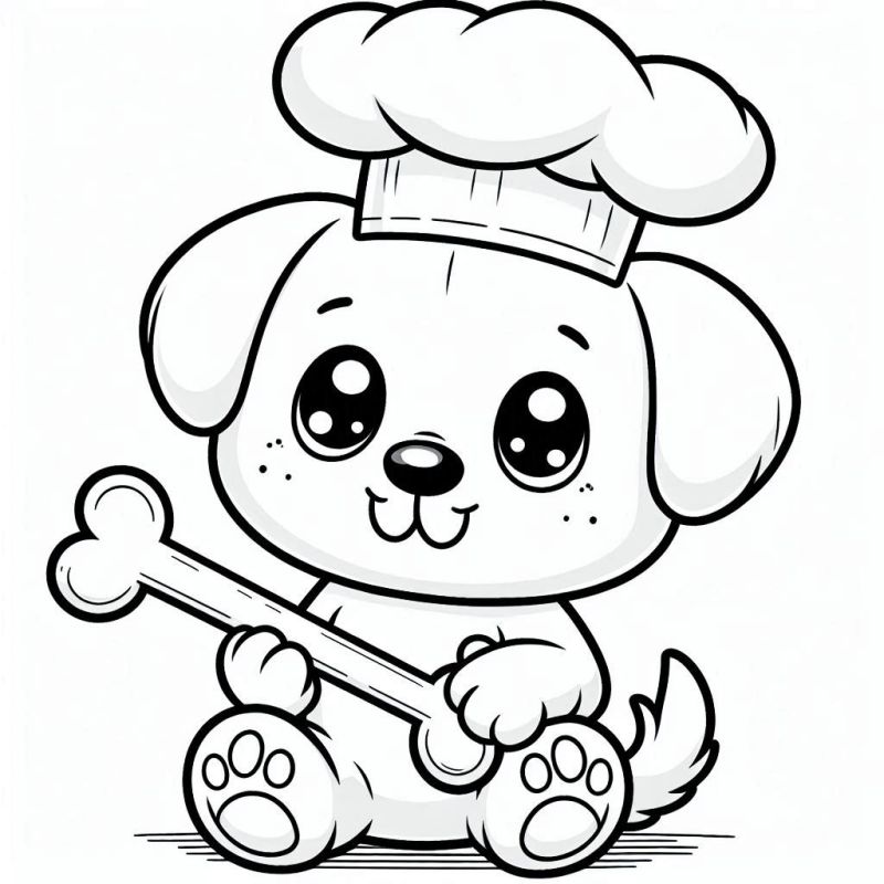 Kawaii Cachorrinho Fofo para Colorir