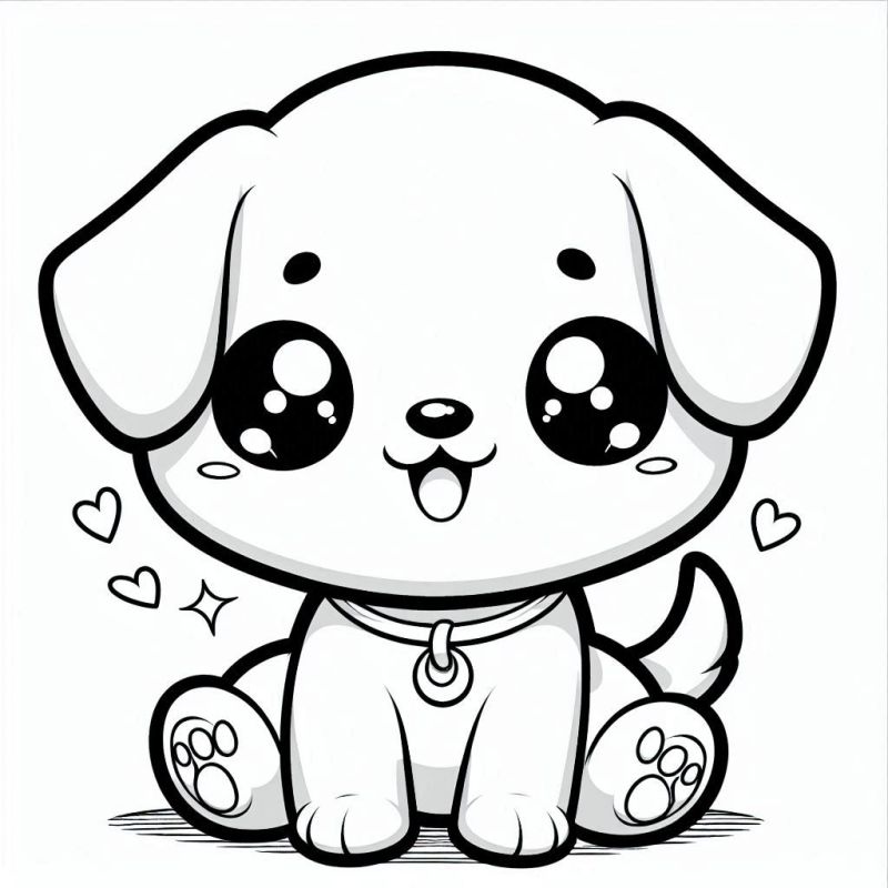 Desenho Adorável de Cachorro para Colorir