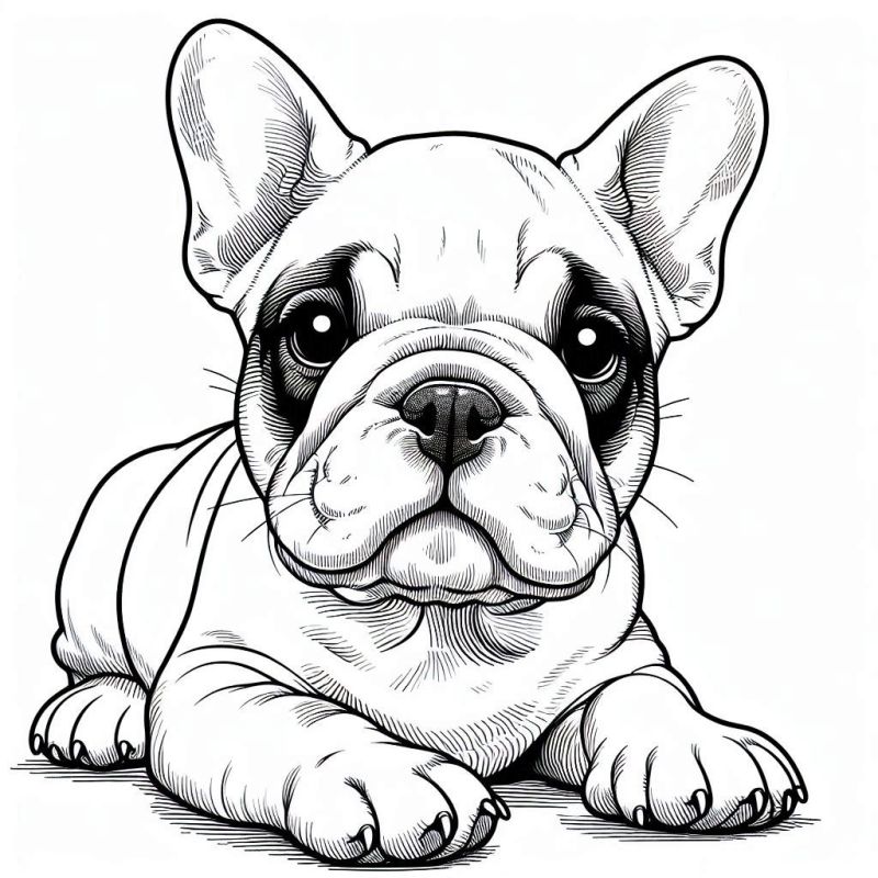 Bulldog Francês Detalhado para Colorir