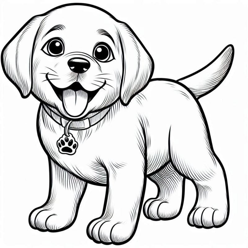Desenho Detalhado de Filhote de Cachorro para Colorir