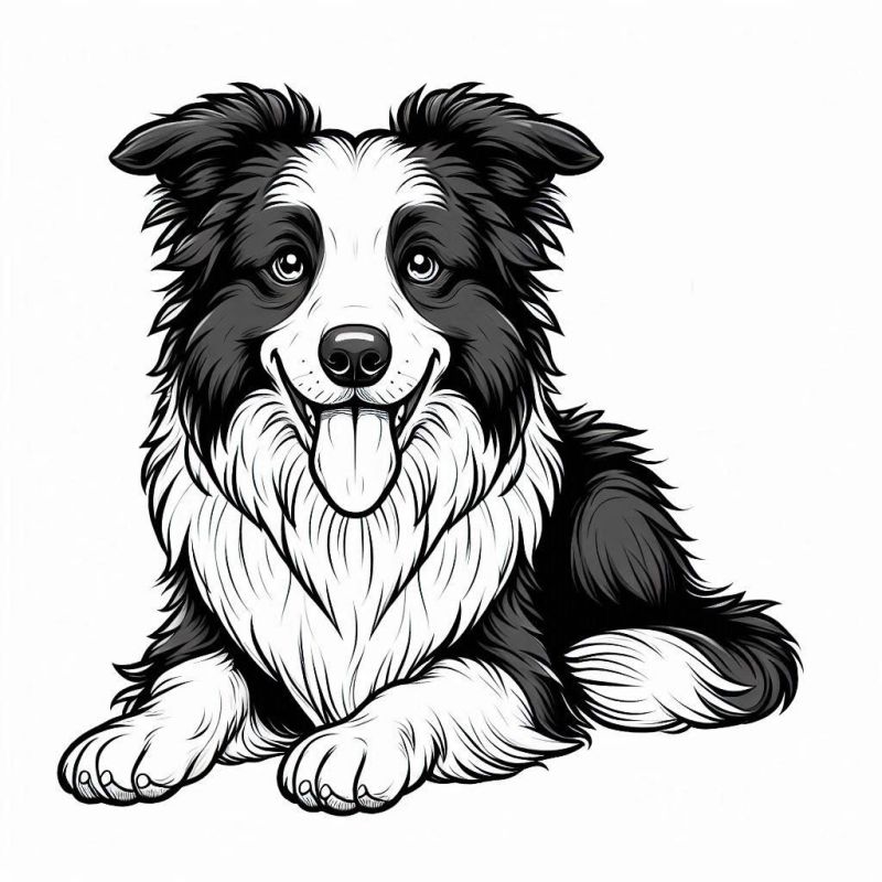 Desenho Esplêndido de Border Collie Para Colorir