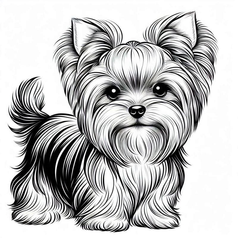 Desenho de Yorkshire Terrier felpudo e pequeno para colorir