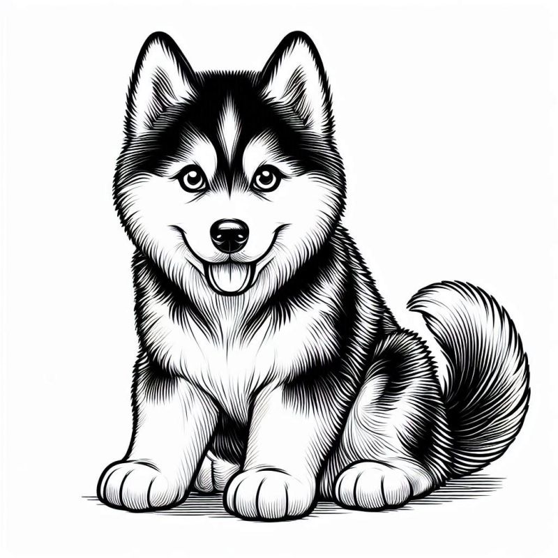 Desenho de Husky Siberiano para Colorir