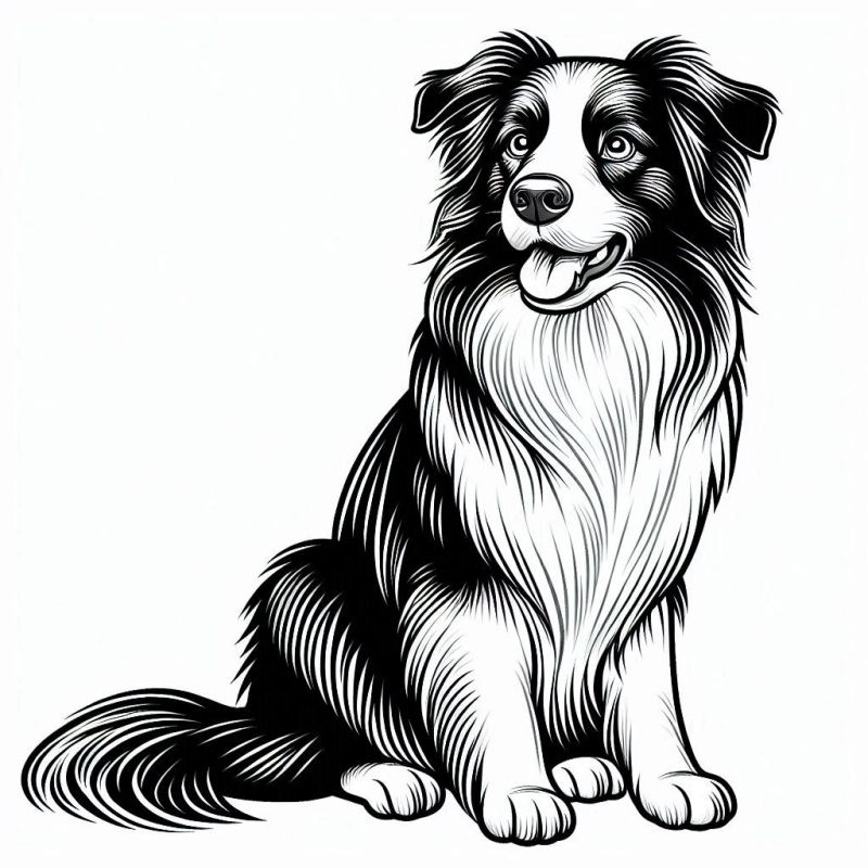 Desenho Detalhado de Border Collie para Colorir