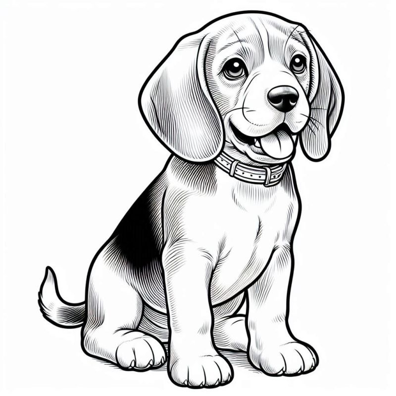 Descubra o Encanto de Colorir um Cachorro Beagle Detalhado