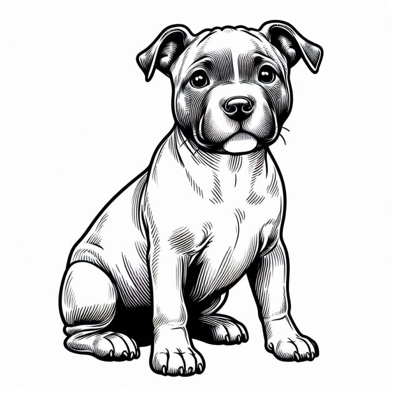 Desenho Detalhado de Filhote de Pit Bull para Colorir