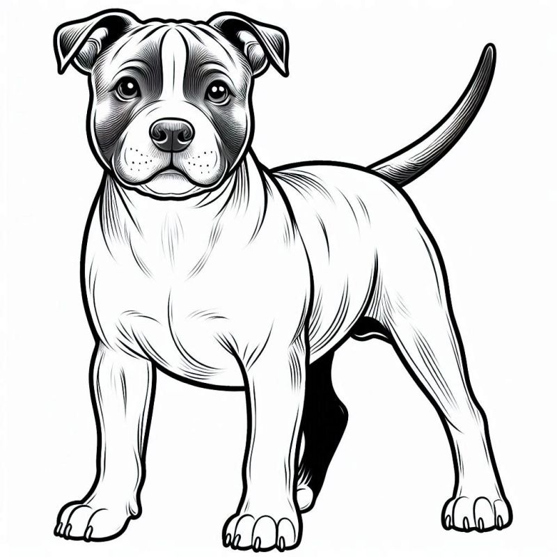 Desenho Detalhado de American Pit Bull Terrier para Colorir