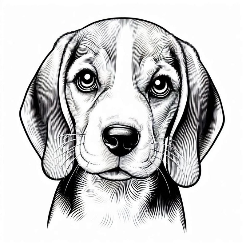 Desenho Detalhado de um Cachorro Beagle para Colorir