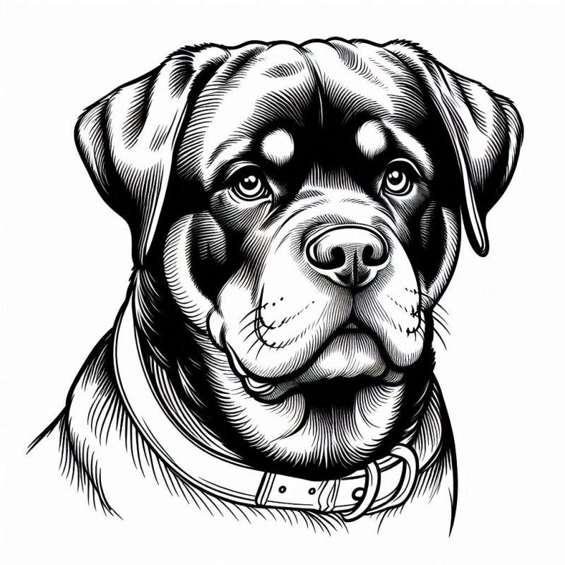 Colorir um Desenho Detalhado de Rottweiler