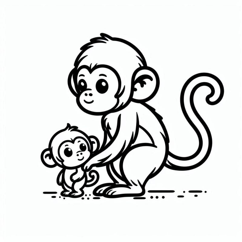 Desenho de Macacos Fofos para Colorir