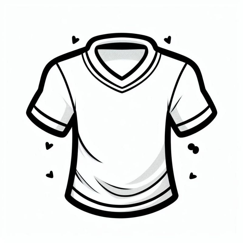 Desenho de Camisa Estilizada com Corações para Colorir