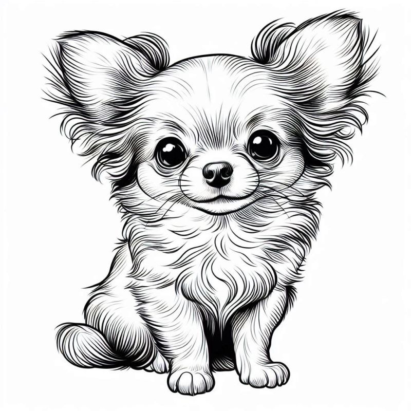 Desenho detalhado de um chihuahua para colorir com alta qualidade