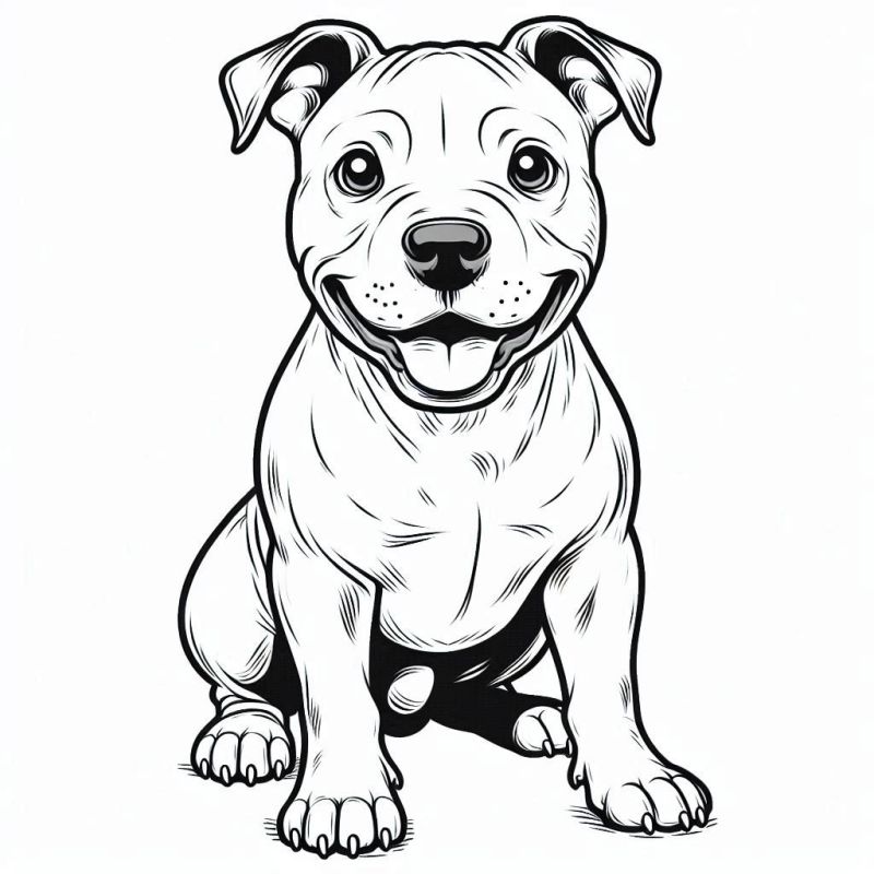 Desenho Detalhado de um American Pit Bull para Colorir