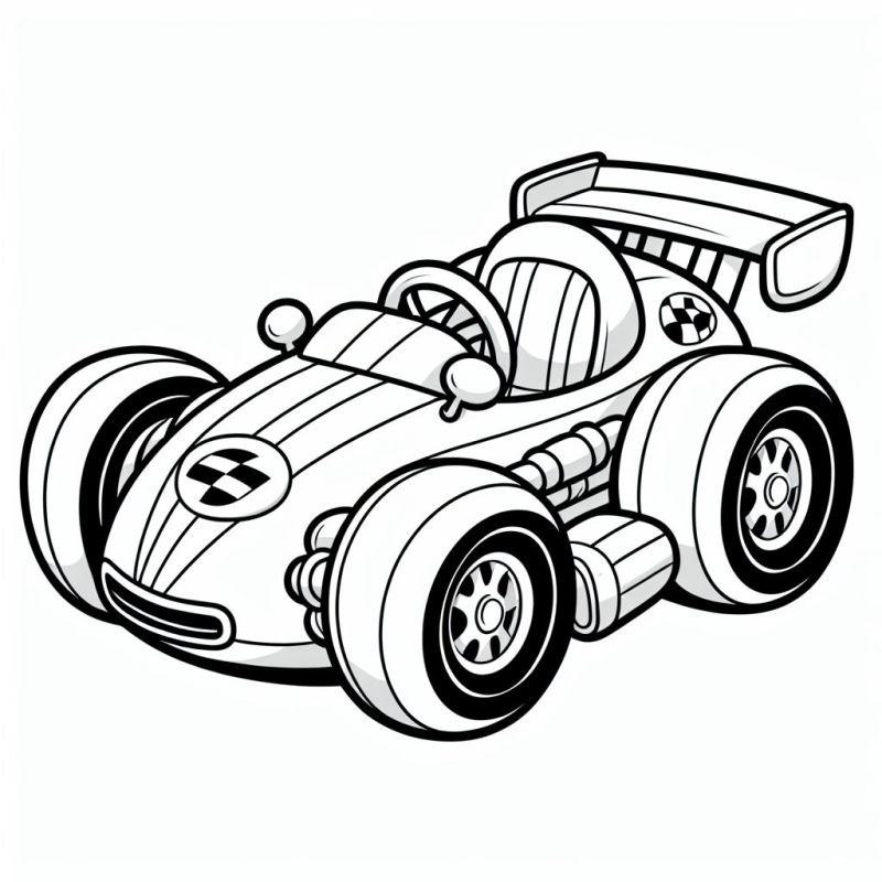 Desenho de carro de corrida clássico para colorir, ideal para crianças e adultos