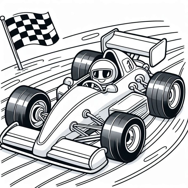 Desenho de Carro de Corrida Fórmula 1 para Colorir