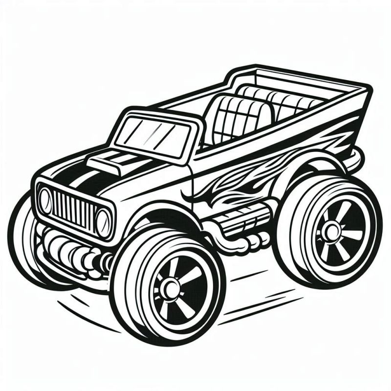 Desenho de Carro Hot Wheels Monster Truck para Colorir