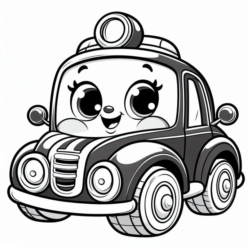 Desenho de Carro Personificado para Colorir