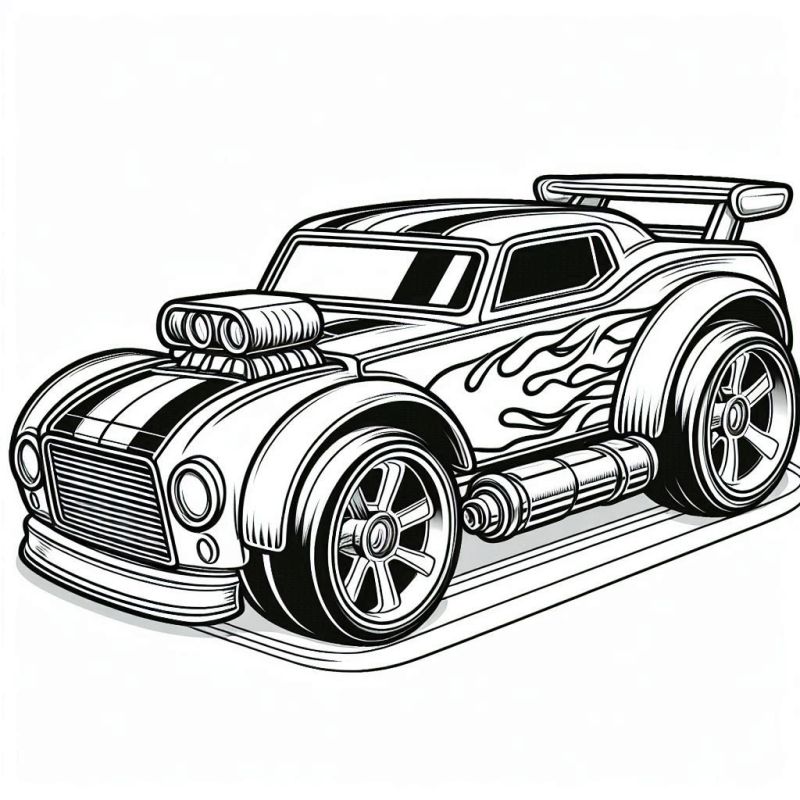 Desenho de Carro Tipo Hot Wheels para Colorir