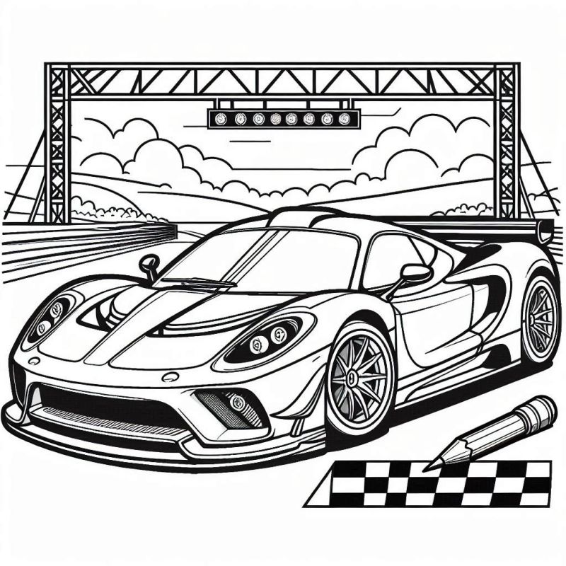 Desenho de Carro Esportivo Detalhado Pronto para Corrida