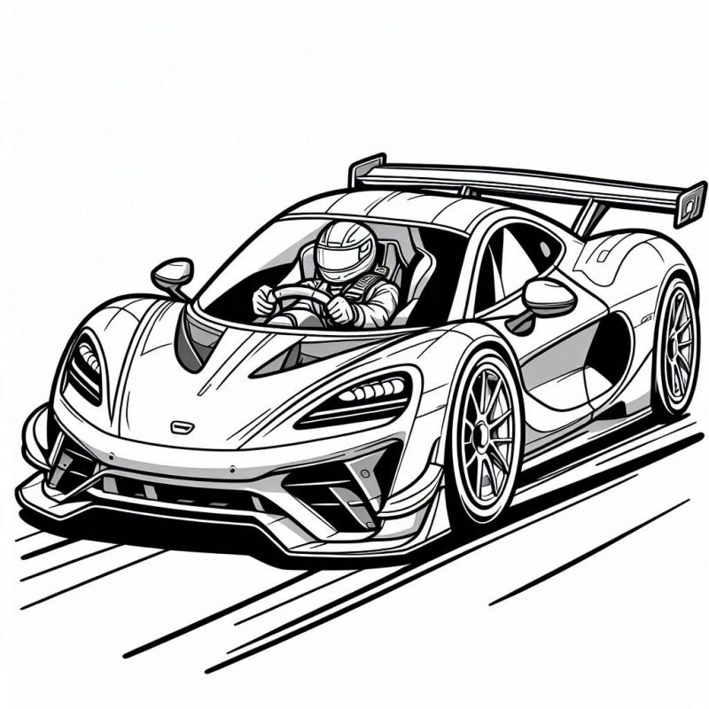 Desenho de carro esportivo em movimento para colorir