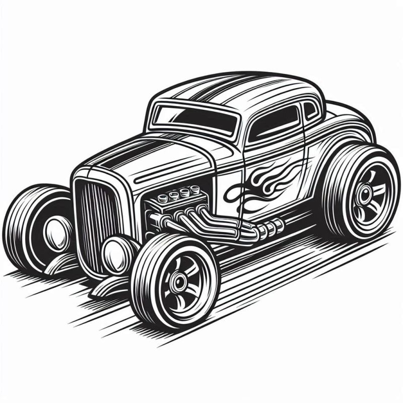 Desenho de Carro Hot Wheels Clássico Esportivo para Colorir