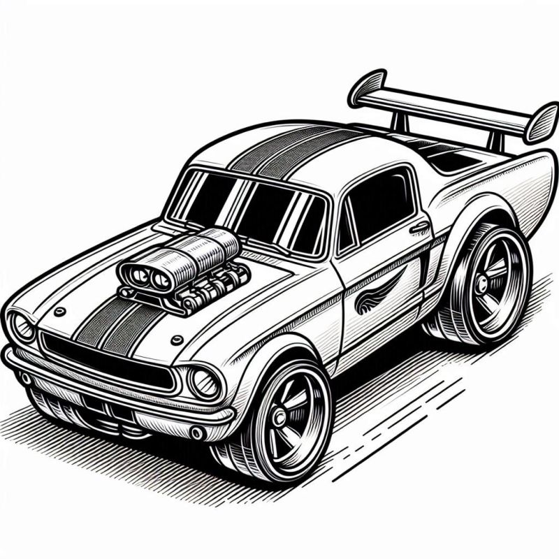 Desenho de Carro Hot Wheels Estilizado para Colorir