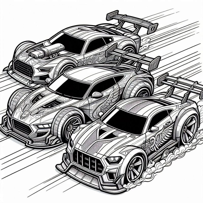 Desenhos de Carros de Corrida Hot Wheels Dinâmicos para Colorir