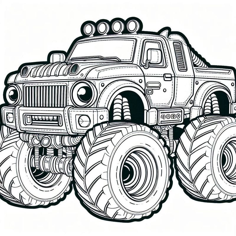 Desenho Detalhado de Monstro Truck para Colorir