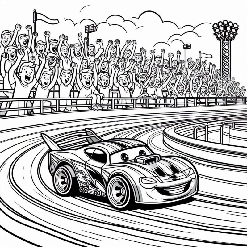 Desenho de Carro de Corrida Divertido para Colorir