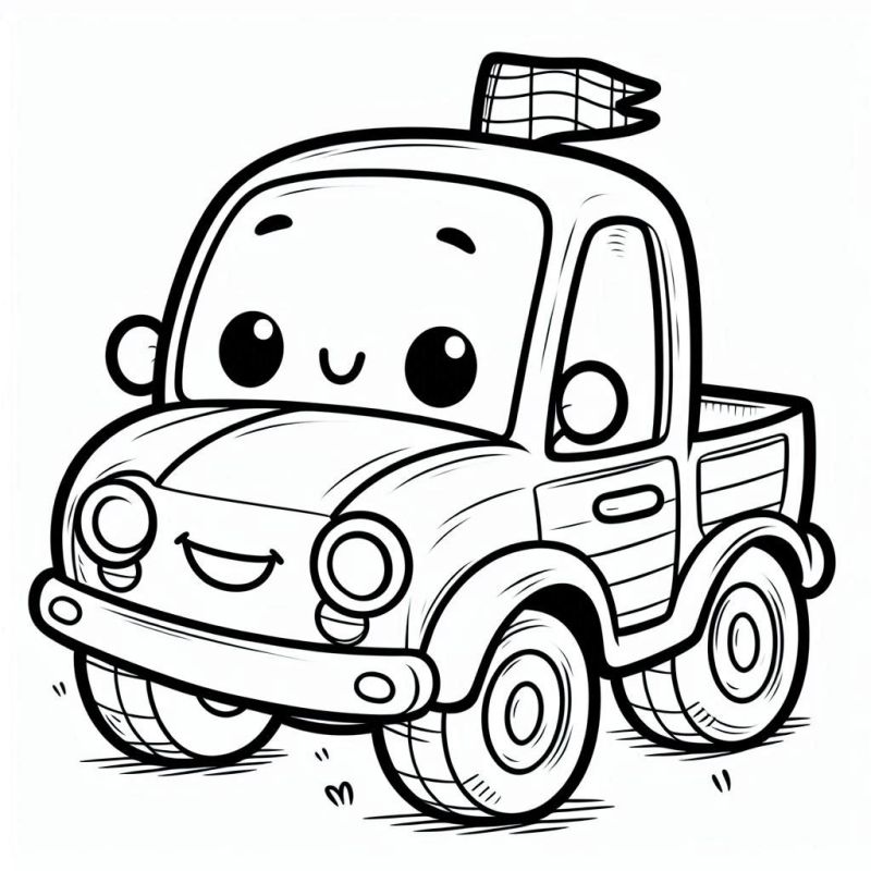 Desenho de Carro Amigável para Colorir