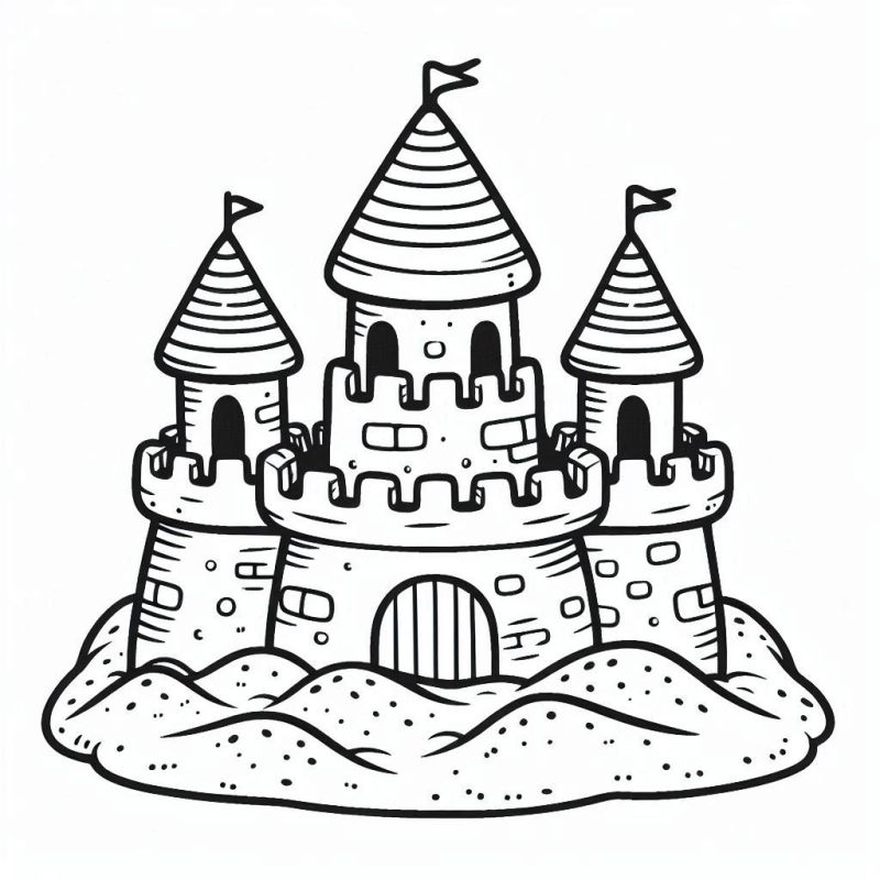 Desenho de Castelo Medieval Simples e Elegante para Colorir