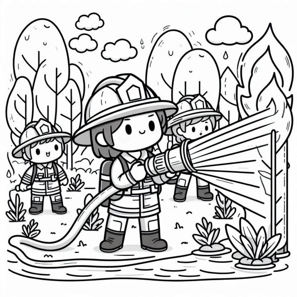 Desenhos de Bombeiros para Colorir