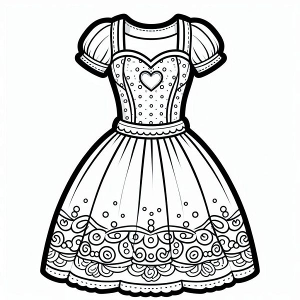 Vestidos de Boneca para Colorir